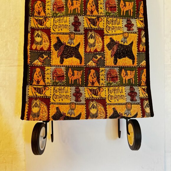 Scottie Tapestry Rolling Travel Collapsible Bag on Wheels Vtg Portable Travel To - Picture 2 of 16